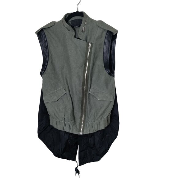 Alexander Wang Green Vest With Lamb Leather Trim Hi low Woman's Size 2 (small) - Picture 5 of 12